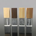 Crystal Bamboo Wooden USB Flash Drive with LED Light  4