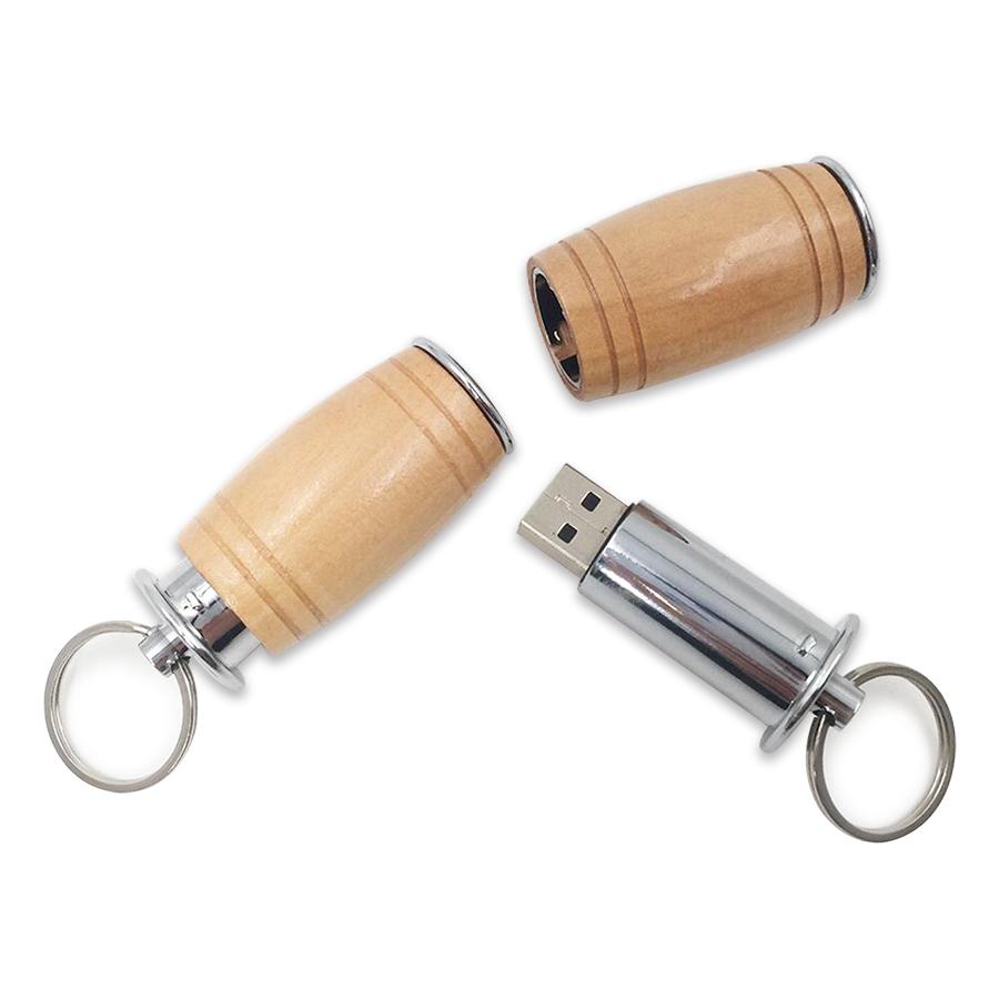 Wooden Wine Barrel Shaped Flash Drive USB