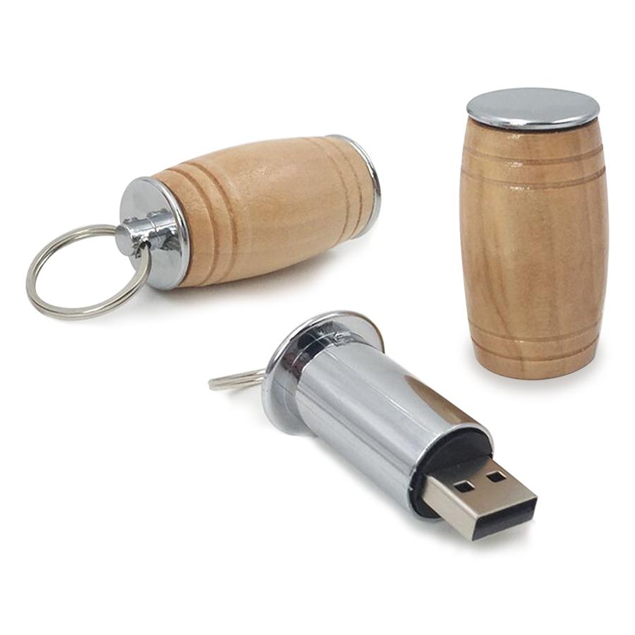 Wooden Wine Barrel Shaped Flash Drive USB 2