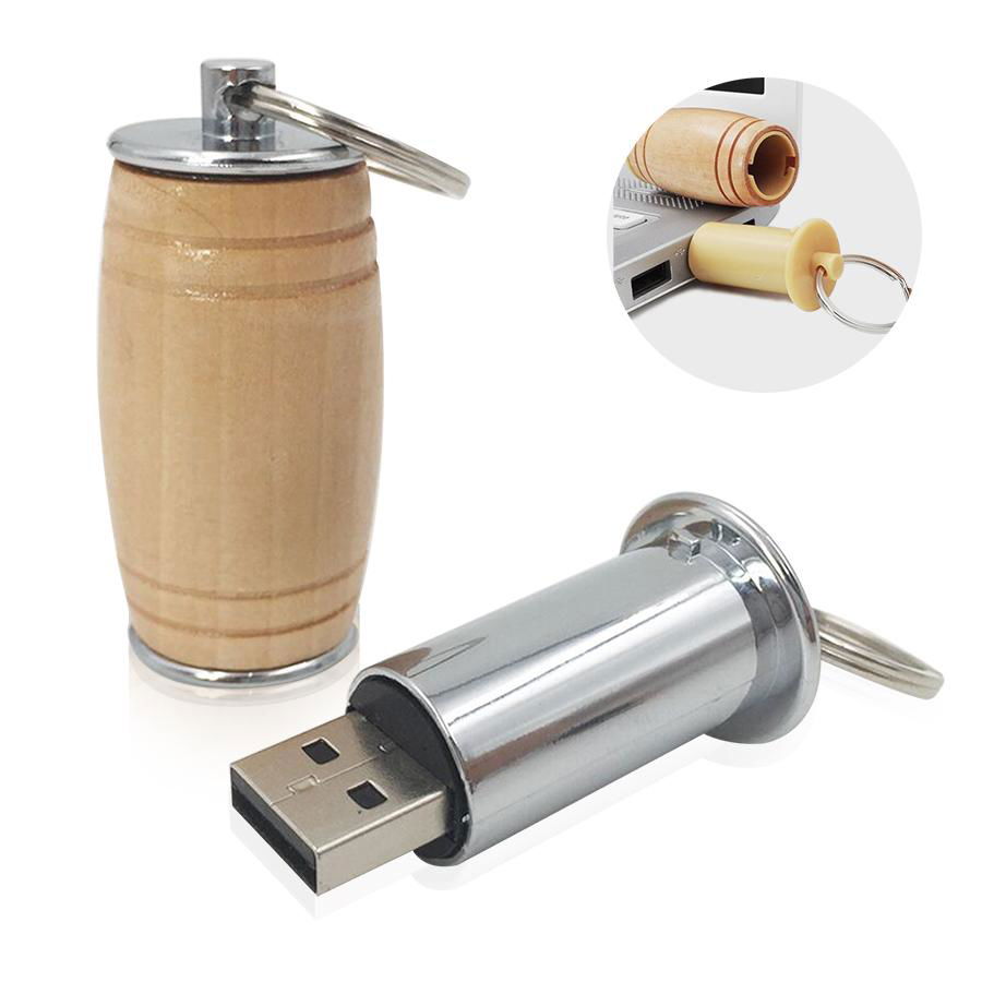 Wooden Wine Barrel Shaped Flash Drive USB 4
