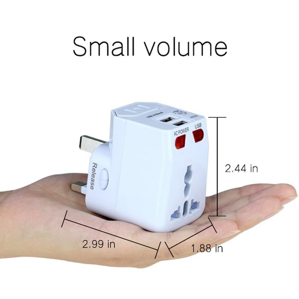 Universal Travel Adapter, World Power Adapter Converters Plug with 2.1A Dual USB 2