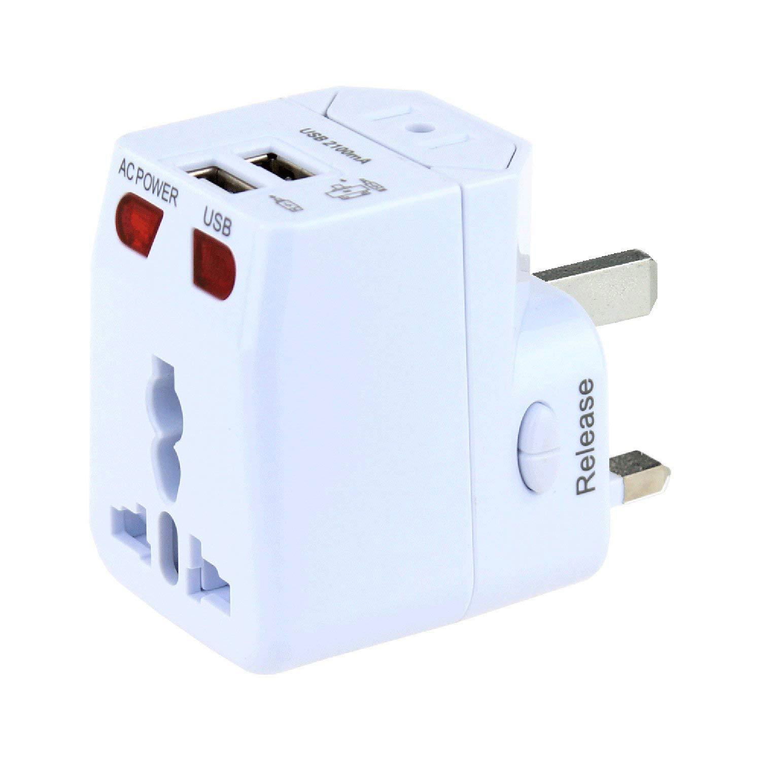 Universal Travel Adapter, World Power Adapter Converters Plug with 2.1A Dual USB