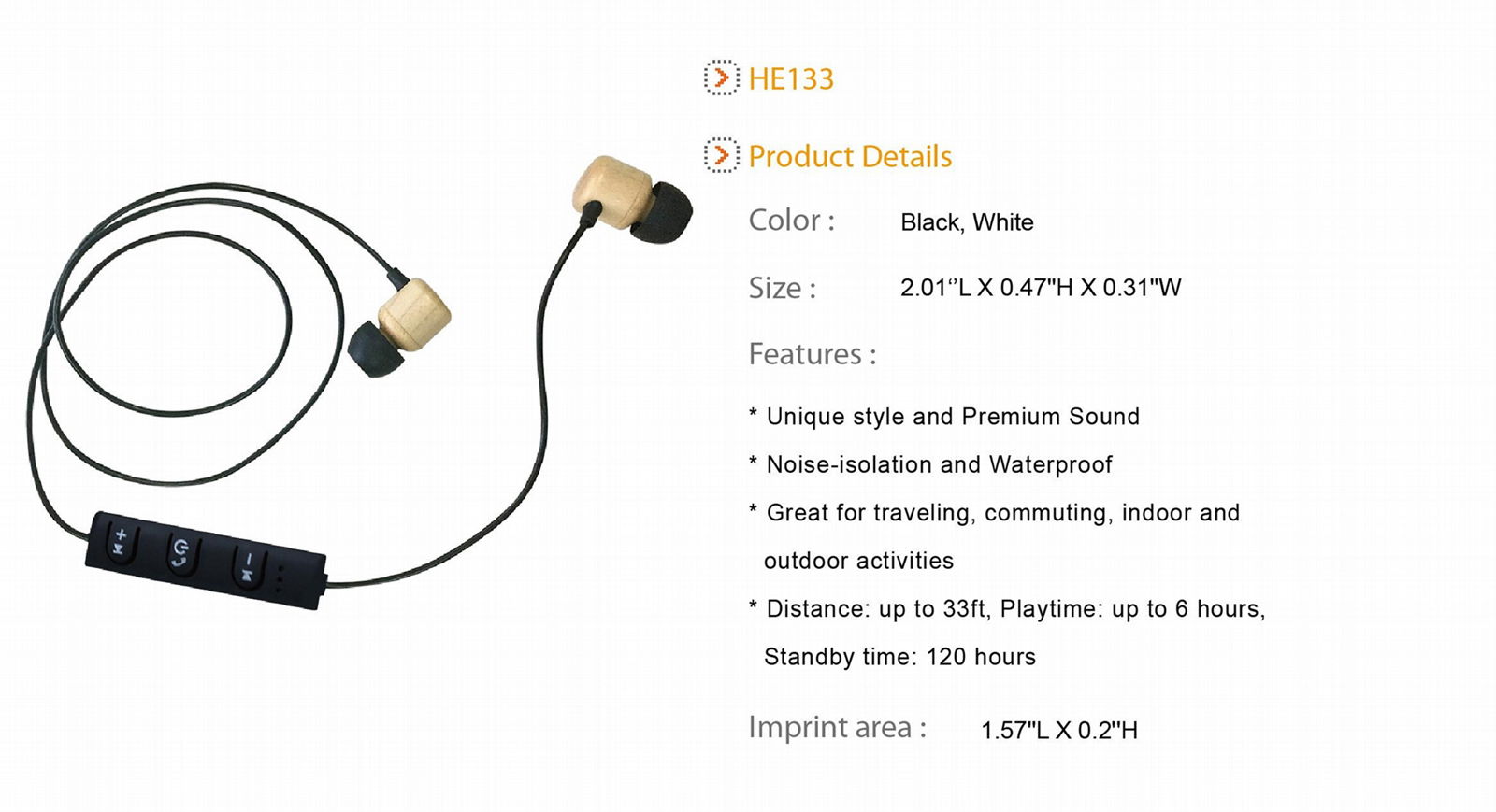  Wooden Bluetooth Earbuds with Mic and Volume Control 5