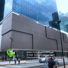 Aluminum facade with perforation pattern for buidling facade cladding