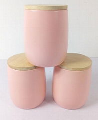 Pear Shape Kitchen Metal Canister with Bamboo Lid