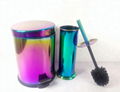 Color Electroplating Mirror Trash Bin And Toilet Brush Set