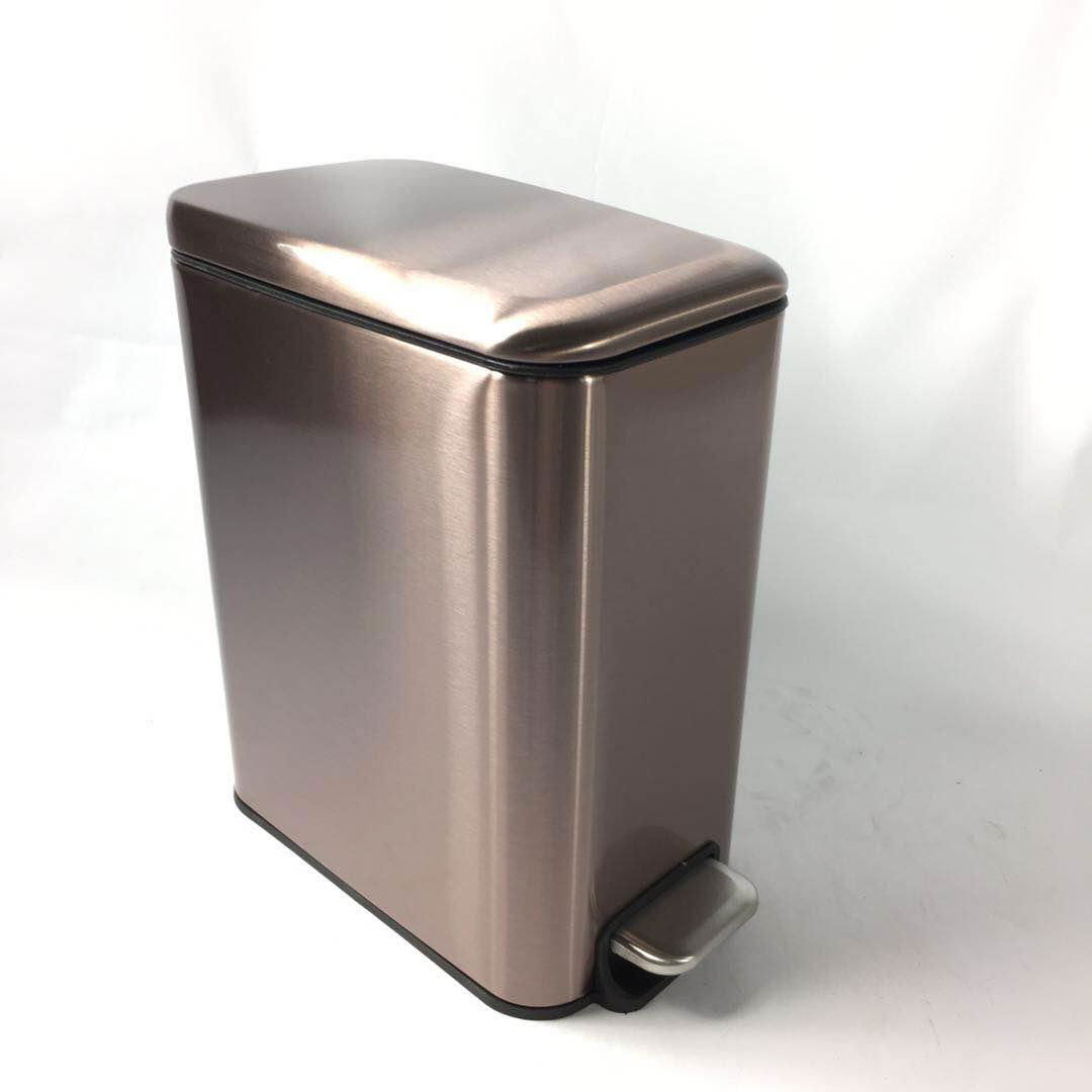 2019 household 5L  rectangle trash can rose gold pedal trash bin 