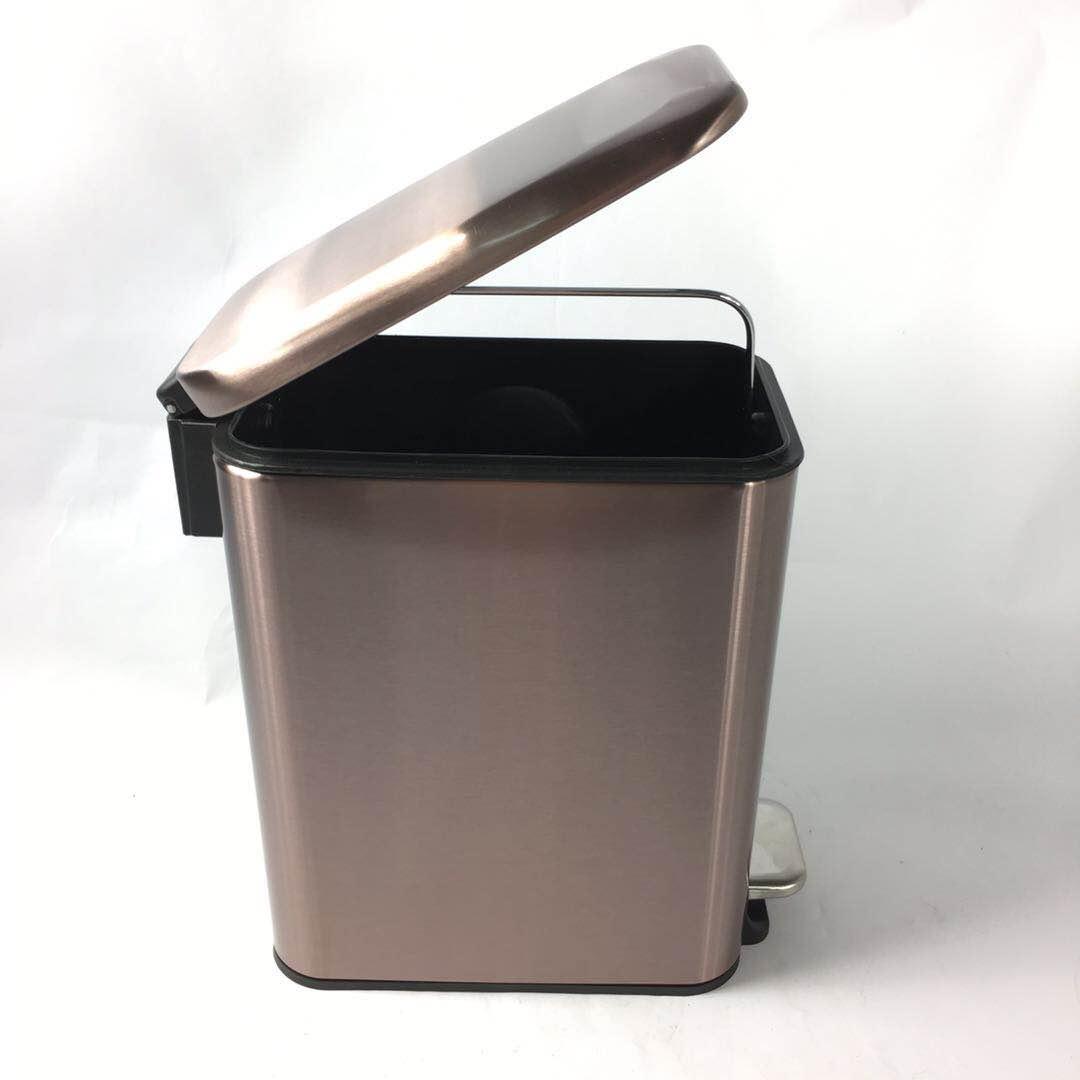 2019 household 5L  rectangle trash can rose gold pedal trash bin  2