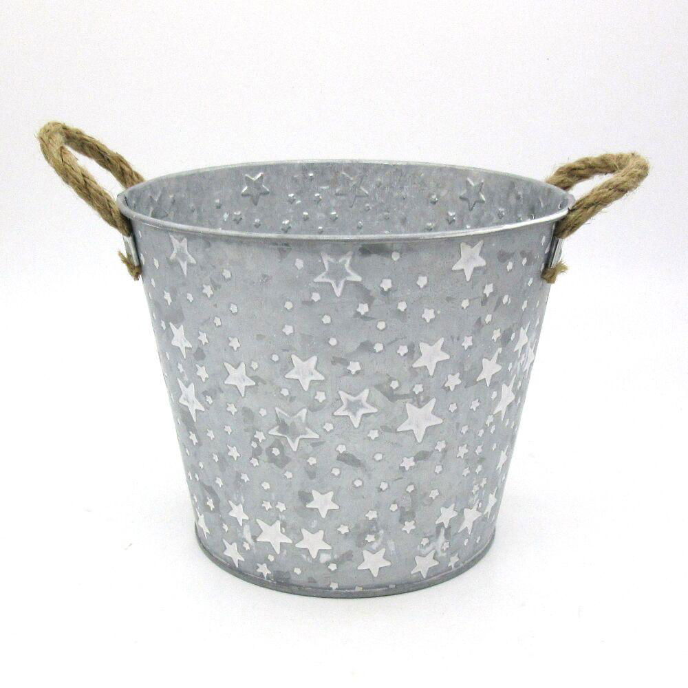 Galvanized iron flower pot for gardening