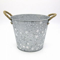 Galvanized iron flower pot for gardening