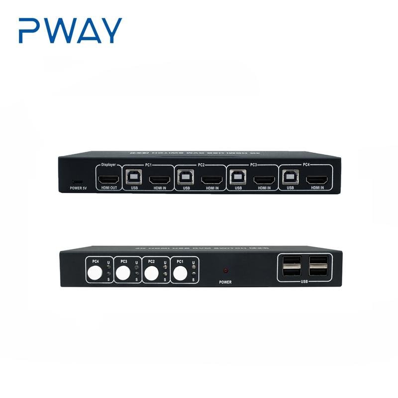 HDMI KVM Switch 4 ports HDMI USB KVM Switch support 1080P 4 input 1 output 3