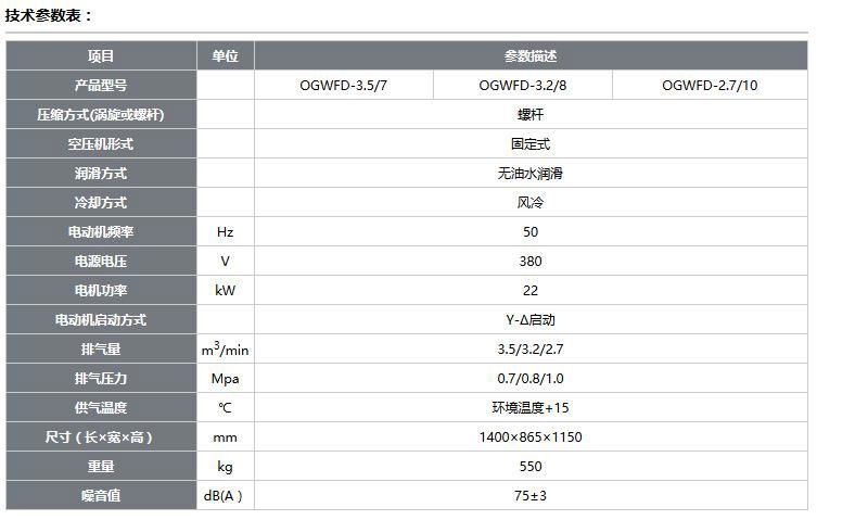 开山无油水润滑螺杆空压机 3