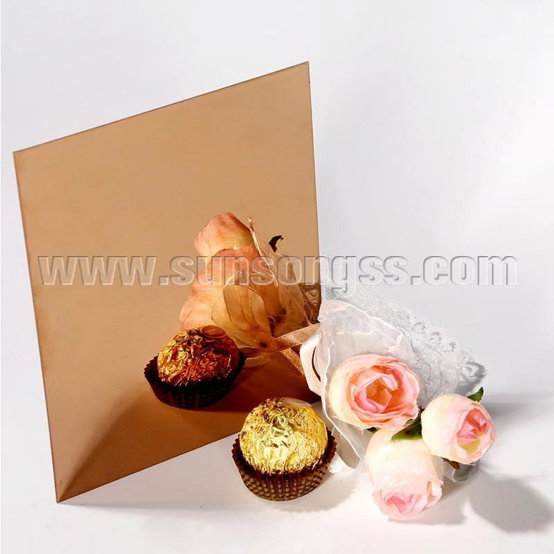 Super Mirror Gold Rose Stainless Steel Sheet     