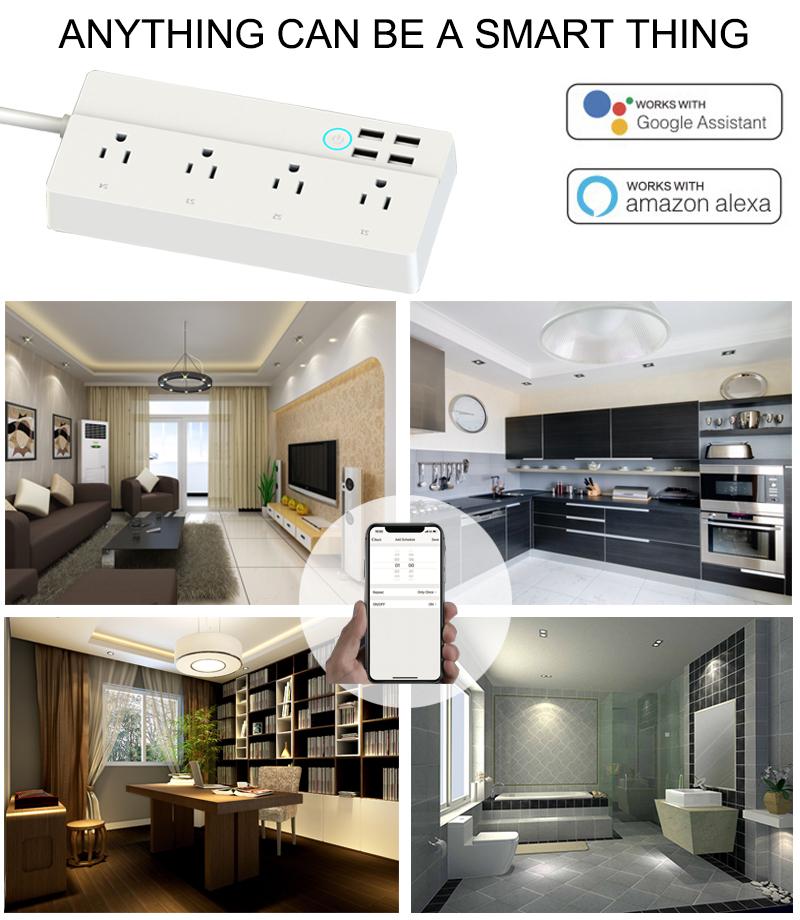 Larkkey Smart Home Alexa Wifi Smart Power Strip With USB Ports 5