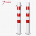 Q235 steel material 750mm white and red preburied steel warning bollard 4