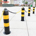 Full welded black yellow or red white steel security road traffic bollard 1