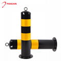 Full welded black yellow or red white steel security road traffic bollard 2