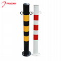 Full welded black yellow or red white steel security road traffic bollard 3