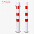 Full welded black yellow or red white steel security road traffic bollard 4