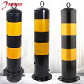 Full welded black yellow or red white steel security road traffic bollard 5