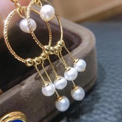Pure handmade 14k Gold Filled freshwater pearl pendant earring S925 silver hook