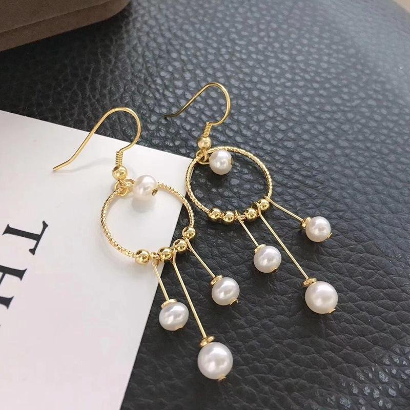 Pure handmade 14k Gold Filled freshwater pearl pendant earring S925 silver hook 3