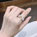 Retro creativity HQ 14K gold filled hand-knitted freshwater pearl finger ring