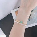 High quality 14k gold filled jade double-deck elastic freshwater pearl bracelet 2