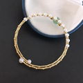 High quality 14k gold filled jade double-deck elastic freshwater pearl bracelet 4