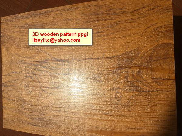 3D wooden pattern coated galvanized ppgi in steel coil 3