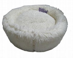 Hot Selling Long White Plush Pet Round Beds