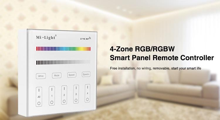 2.4G RF RGB/RGBW Smart Panel Wall Type LED Remote 4