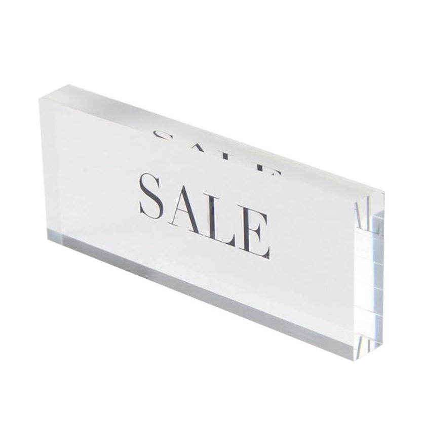 clear acrylic logo display block with printed or engraved brands