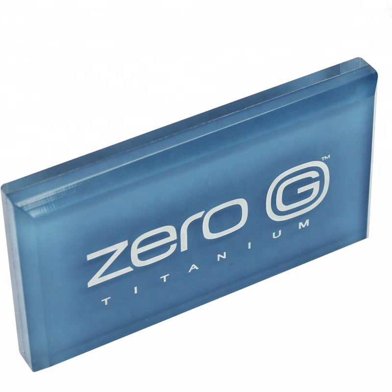 clear acrylic logo display block with printed or engraved brands 3