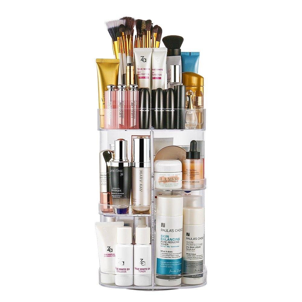 Acrylic Makeup Organizer 360-Degree Rotating Cosmetic Organizer Adjustable Cosme