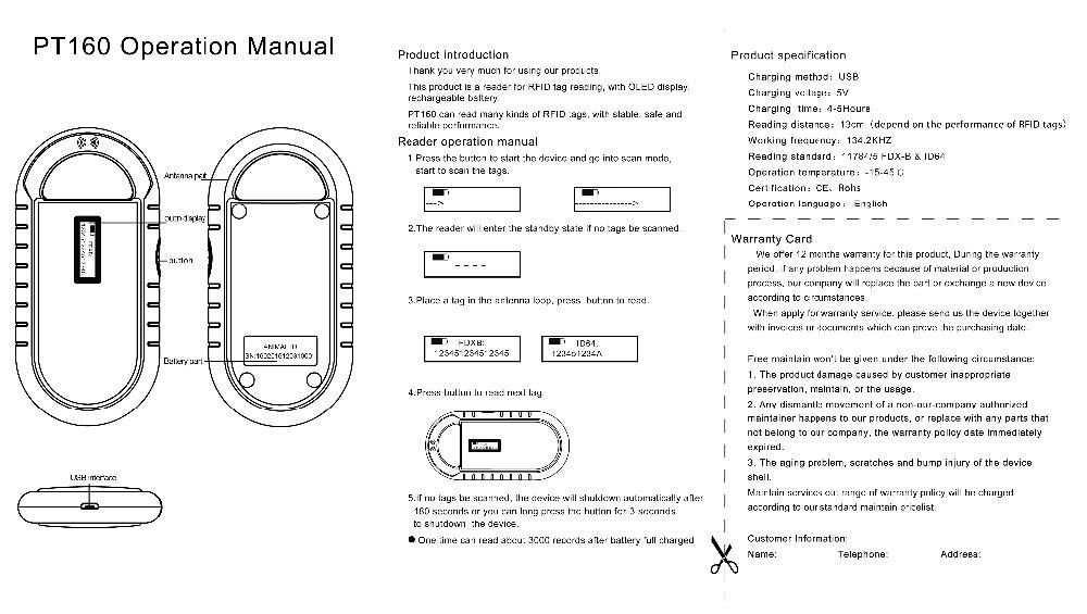 Handheld USB ISO11784/5 FDX-B 134.2khz rfid reader For Pet Animal Injection Micr 5