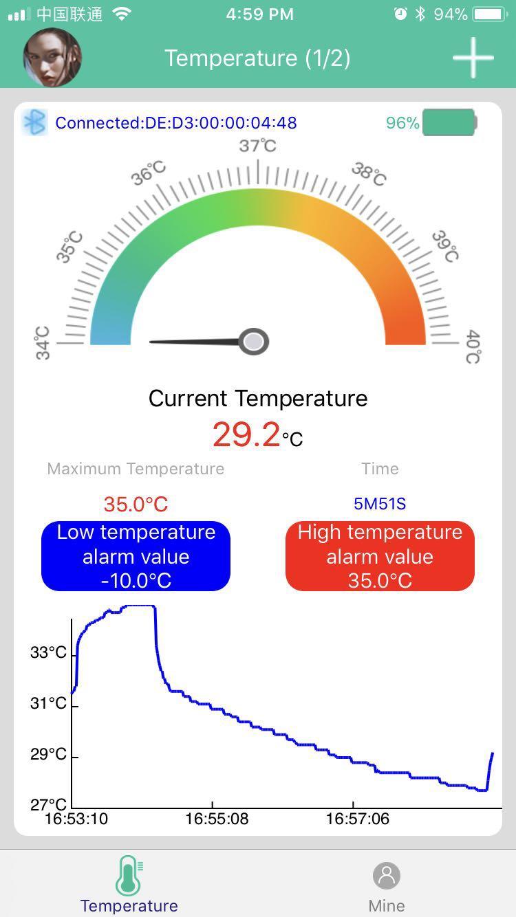 Smart Bluetooth Thermometer Patch for Kids Wearable Thermometer for