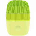 portable electric silicone massager face cleanser facial cleansing brush Green