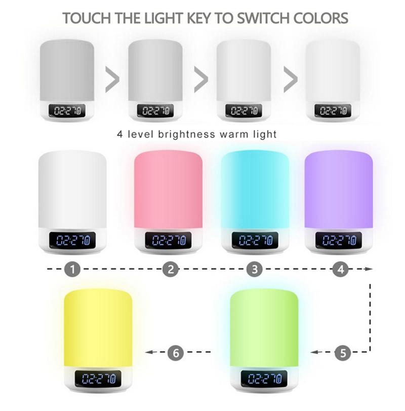 Touch Sensor Colorful Change LED Bluetooth Speaker with Alarm Clock 2