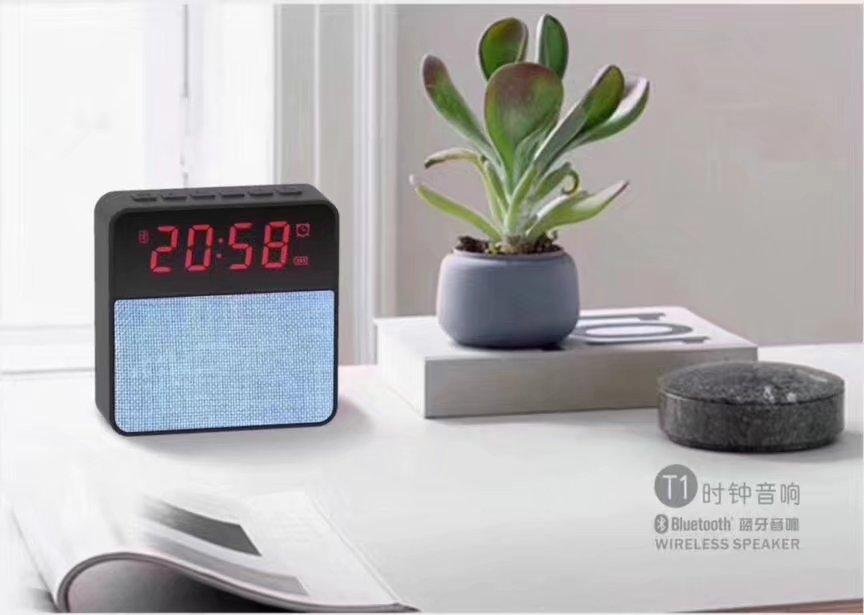 Fabrics clock display bluetooth speaker