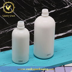 Luxury Cylinder Milk White Opal Glass Cosmetic Essential Oil 100ml 200ml