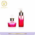 Glass bottle red lotion bottle packaging with pump