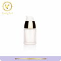 Cosmetic frosted glass foundation bottle with plastic pump