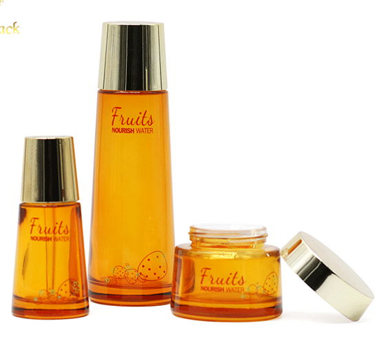 100ml cosmetic Glass Bottle With Plastic pump and golden cap