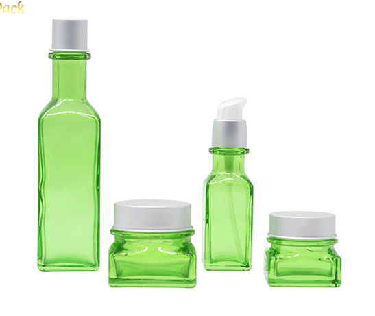 Simple Skin Care Lotion Unique Design Square Cosmetic Packaging Glass bottle