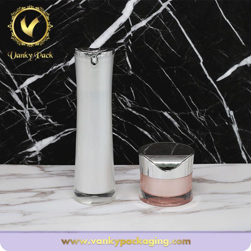 High End Round Shape Acrylic Cosmetic Bottle With Pump Packaging