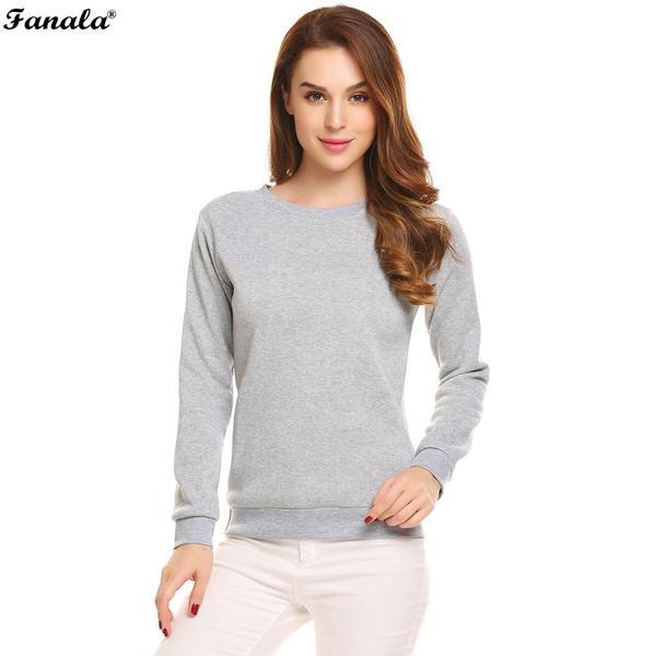 Sweatshirt Women Casual Women Sweatshirts Long Sleeve Solid Fleece Pullovver