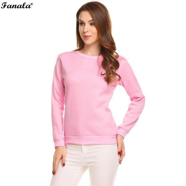 Sweatshirt Women Casual Women Sweatshirts Long Sleeve Solid Fleece Pullovver 2