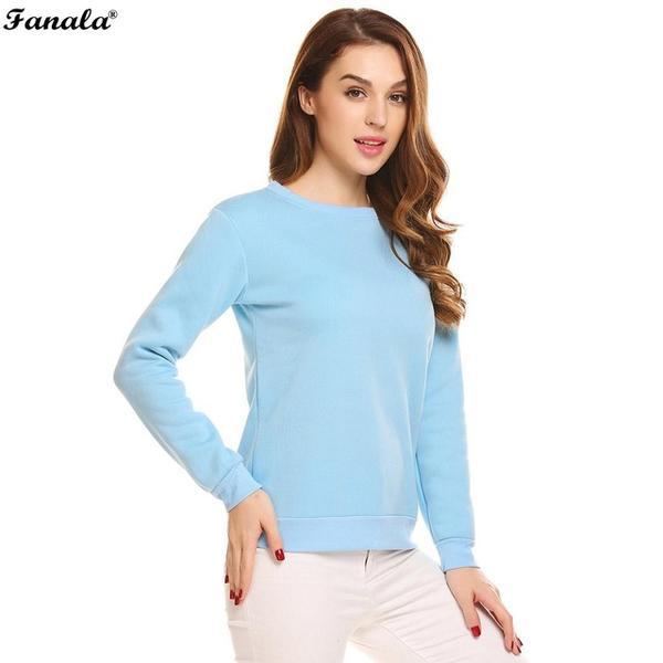 Sweatshirt Women Casual Women Sweatshirts Long Sleeve Solid Fleece Pullovver 3