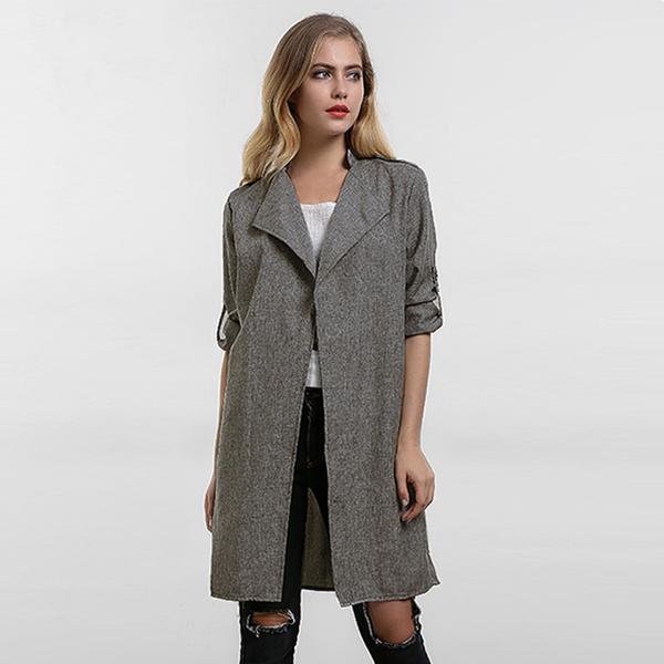  Women Coats Fashion Solid Outerwear Casual Lapel Windbreaker Cape Coats 3